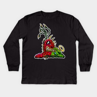 Good Vs Evil Cartoon Imaginary Devil Angel Monster Kids Long Sleeve T-Shirt